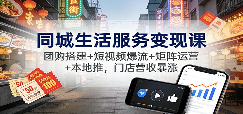 同城生活服务变现课：团购搭建+短视频爆流+矩阵运营+本地推，门店营收暴涨-极速搞钱指南