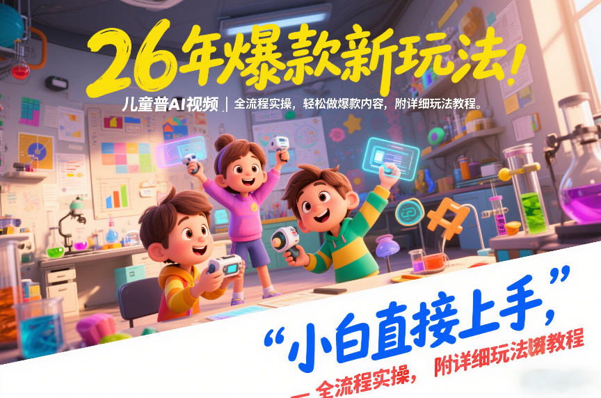 26年爆款新玩法，儿童科普AI视频，全流程实操，轻松做爆款内容，小白直接上手，附详细玩法教程-极速搞钱指南
