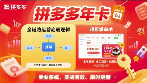 拼多多年卡，拼多多全链路运营底层逻辑，超级爆单术【更新26年1月】-极速搞钱指南