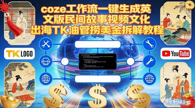 Coze扣子工作流一键生成英文版民间故事视频，文化出海TK油管捞美金拆解教程-极速搞钱指南