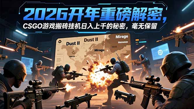2026开年重磅解密，CSGO游戏搬砖挂机日入上千的秘密，毫无保留-极速搞钱指南