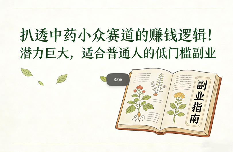 扒透中药小众赛道的賺米逻辑，潜力巨大，适合普通人的低门槛副业-极速搞钱指南