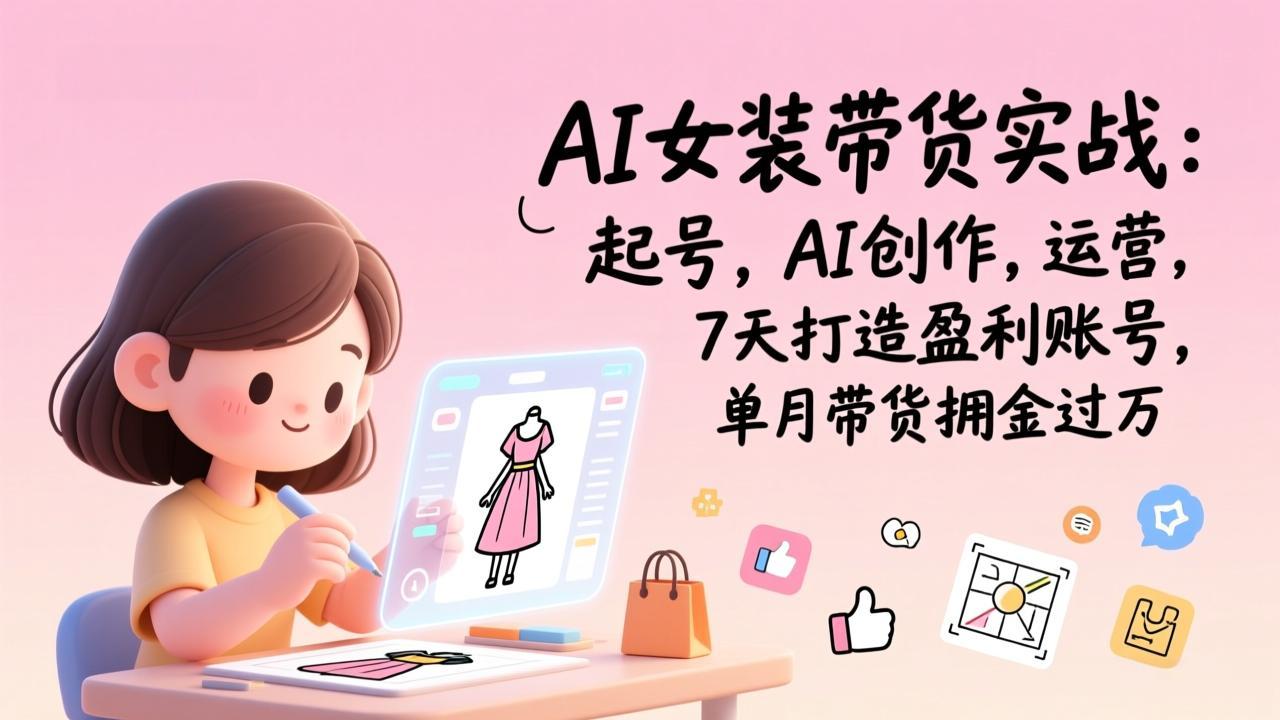 AI女装带货实战：起号，AI创作，运营，7天打造盈利账号，单月带货佣金过万-极速搞钱指南