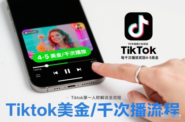 TK中视频计划项目，Tiktok第一人称解说流程，每干次播放奖励4-5美金-极速搞钱指南