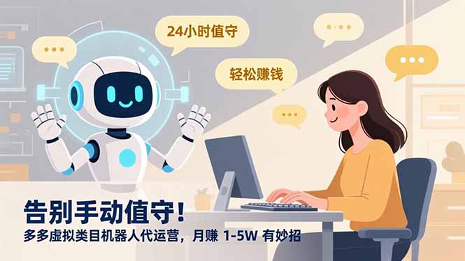 告别手动值守！多多虚拟类目机器人代运营，月赚 1-5W 有妙招-极速搞钱指南