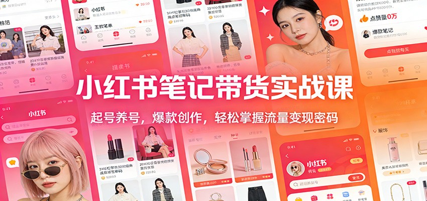 小红书笔记带货实战课：起号养号，爆款创作，轻松掌握流量变现密码-极速搞钱指南