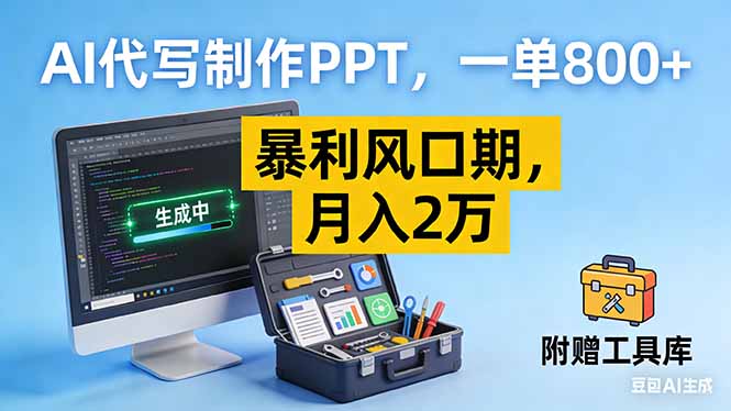 AI代写制作PPT，一单800+， 暴利风口期，月入2万【附工具】-极速搞钱指南