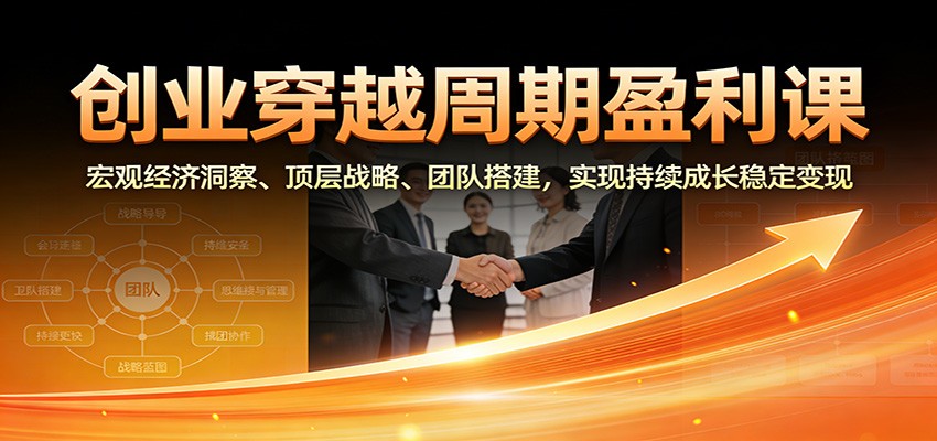 创业穿越周期盈利课：宏观经济洞察、顶层战略、团队搭建，实现持续成长稳定变现-极速搞钱指南