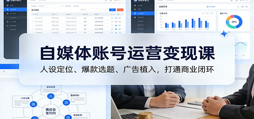 自媒体账号运营变现课：人设定位、爆款选题、广告植入，打通商业闭环-极速搞钱指南