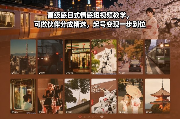 高级感日式情感短视频教学，可做伙伴分成精选，起号变现一步到位-极速搞钱指南