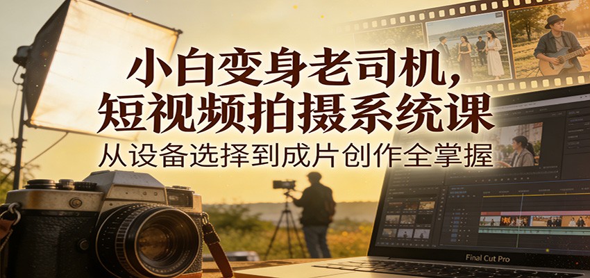 小白变身老司机，短视频拍摄系统课，从设备选择到成片创作全掌握-极速搞钱指南