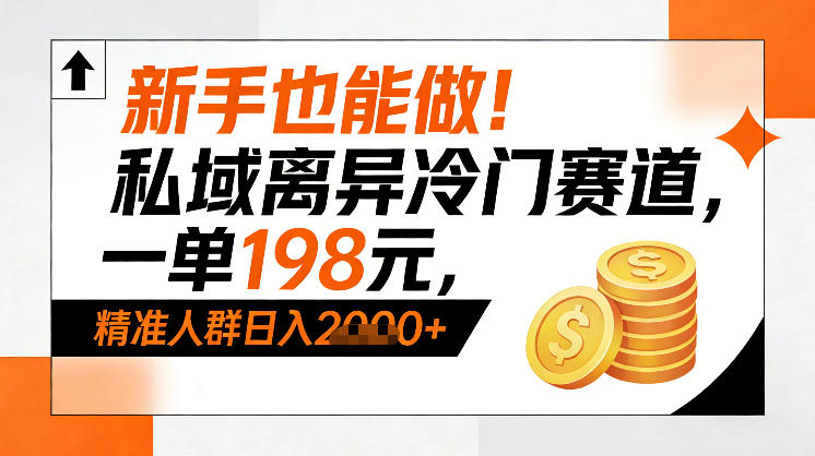 新手也能做！私域离异冷门赛道，一单198，精准人群日入1k+-极速搞钱指南